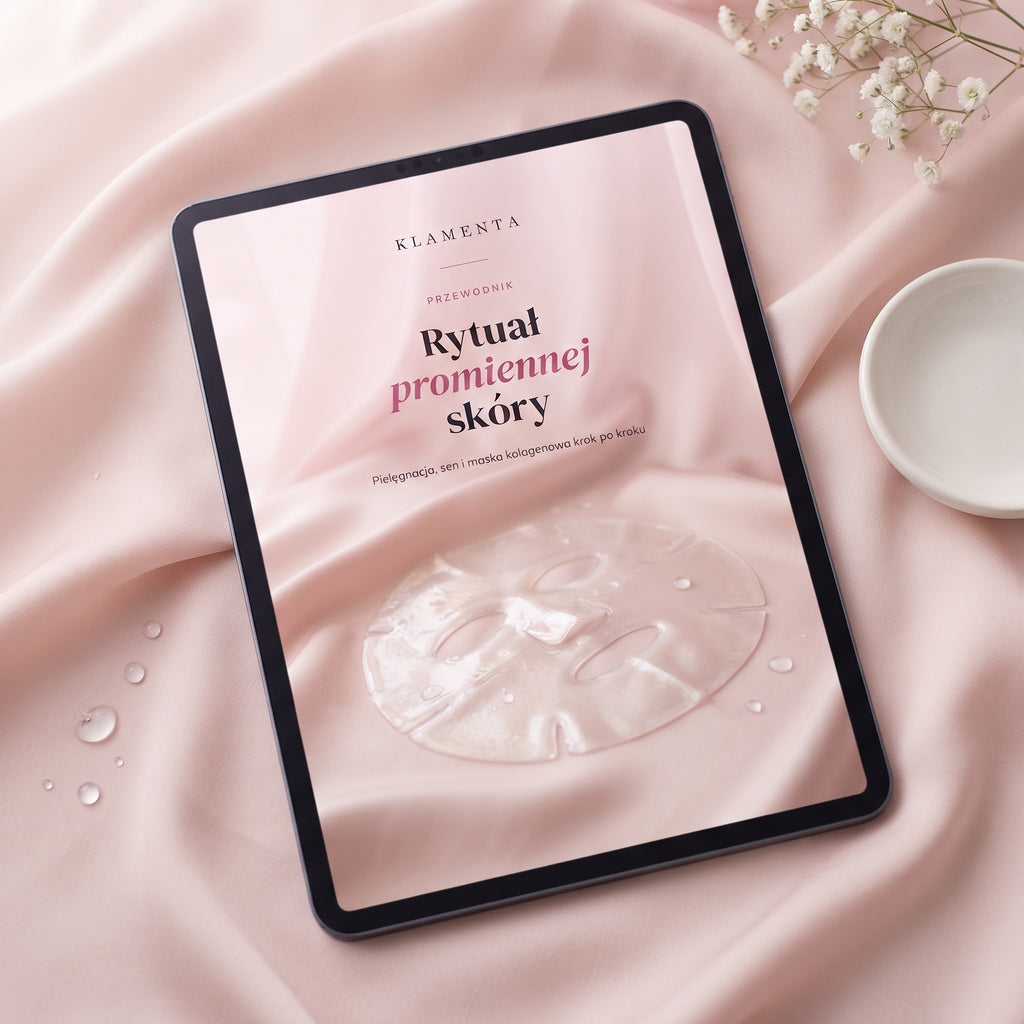 E-book Klamenta „Rytuał promiennej skóry” na tablecie